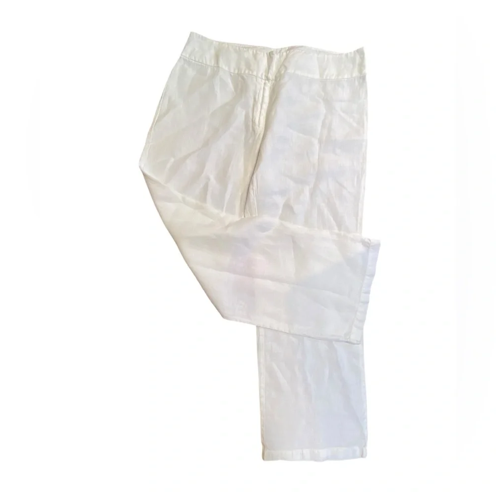 NWOT Eileen Fisher Linen White Wide Leg Flat Front Trousers 10